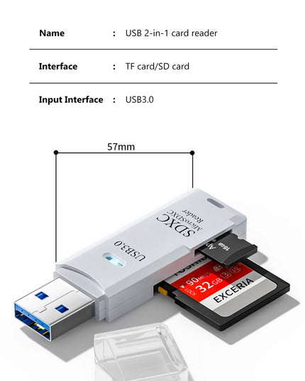 2 in 1 USB 3.0 Card Reader Micro TF sd card Reader usb adapter High Speed Cardreader TF Memory card For PC Laptop Accessories