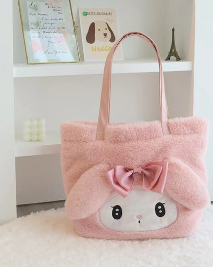 My Melody Kuromi Shoulder Bag Kawaii Japanese Style Plush Bag Pochacco Cinnamoroll HandBag Tote Package For Girl Student Gifts