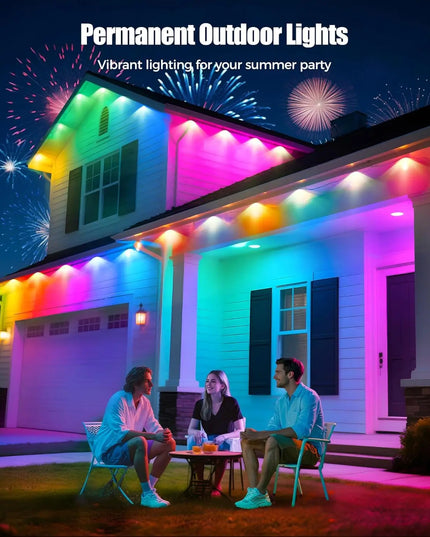 LED Permanent Outdoor Lights IP65 Waterproof RGBIC Eave Lights With Remote for Christmas New Year Roof DIY Holiday String Light