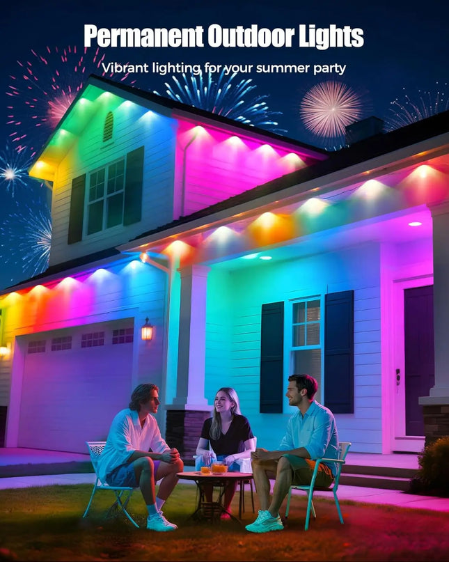 LED Permanent Outdoor Lights IP65 Waterproof RGBIC Eave Lights With Remote for Christmas New Year Roof DIY Holiday String Light