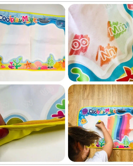 Animal Themes Rainbow Water Drawing Mat with 2 Pens Kids Water Doodle Mat Coloring Books Water Painting Rug Xmas Gift for Kids