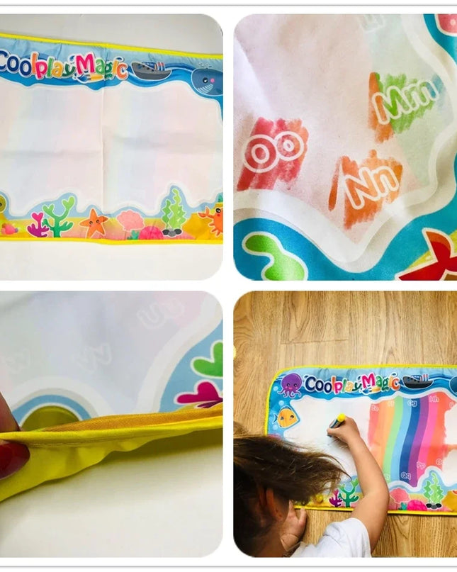 Animal Themes Rainbow Water Drawing Mat with 2 Pens Kids Water Doodle Mat Coloring Books Water Painting Rug Xmas Gift for Kids