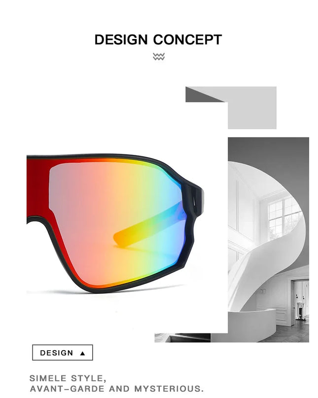 Outdoor cycling sunglasses bicycle windproof sunglasses dazzle color lens sunshade sports sunglasses