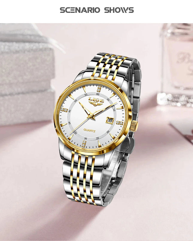 LIGE New Waterproof Watches Women Fashion Women's Bracelet Watch Top Brand Luxury Date Quartz Watch for Women Relogio Feminino