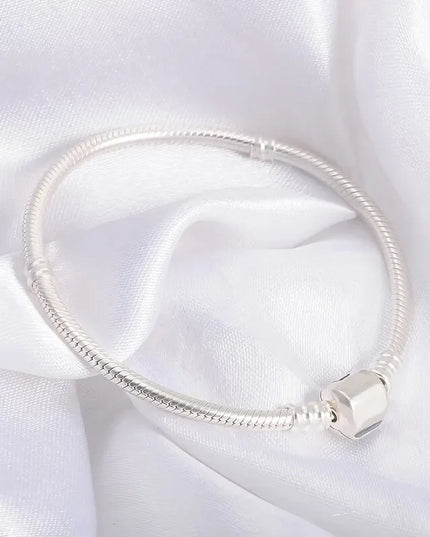 Handmade Original Fine Jewelry 925 Silver Charm Bracelet Soft Smooth Snake Bone Bracelets for Women