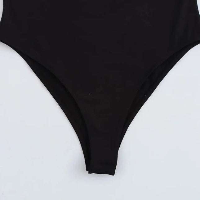 HXAO 2025 Bodysuit Women Body Sexy Women Black Brown Dark Brown Slimming Bodysuit Thong Long Sleeve Top Rave Basic Bodysuit 066