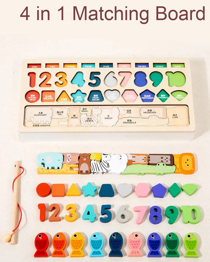 Montessori Wooden Toys Kids Busy Board Shape & Number Matching Digital Shape Educational Toys For Children Gifts