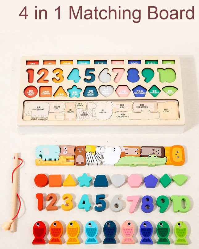 Montessori Wooden Toys Kids Busy Board Shape & Number Matching Digital Shape Educational Toys For Children Gifts