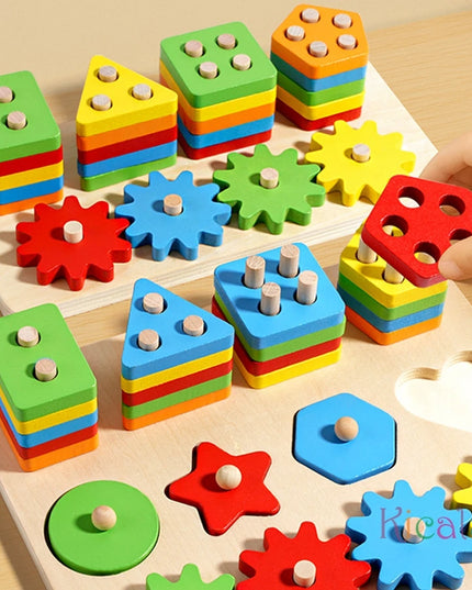 Montessori Educational Wooden Toys Preschool Children Busy Board Count Shape Colors Match Puzzle Learning Toys Gifts