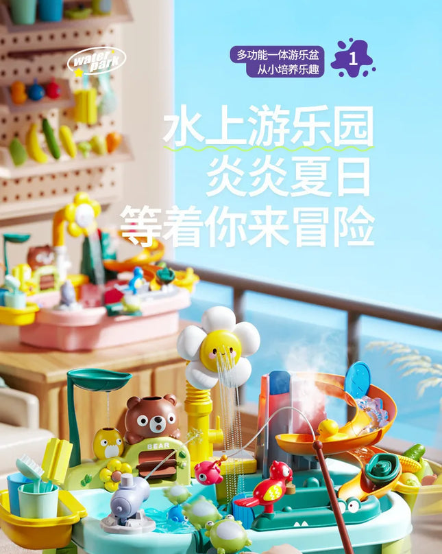 Children's kitchen toys electric fun water play water wash basin fishing dishwashing home role-playing baby early education toy