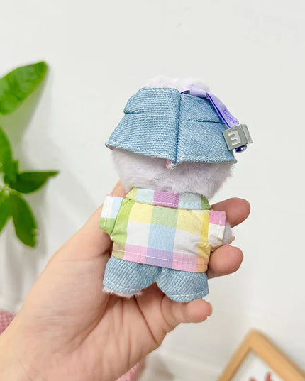 Handsome Labubu 4.0 Clothes Kawaii Bucket Hat Shirt Pants Set Mini Plush Doll Clothing Fashion Doll Accessories Gift