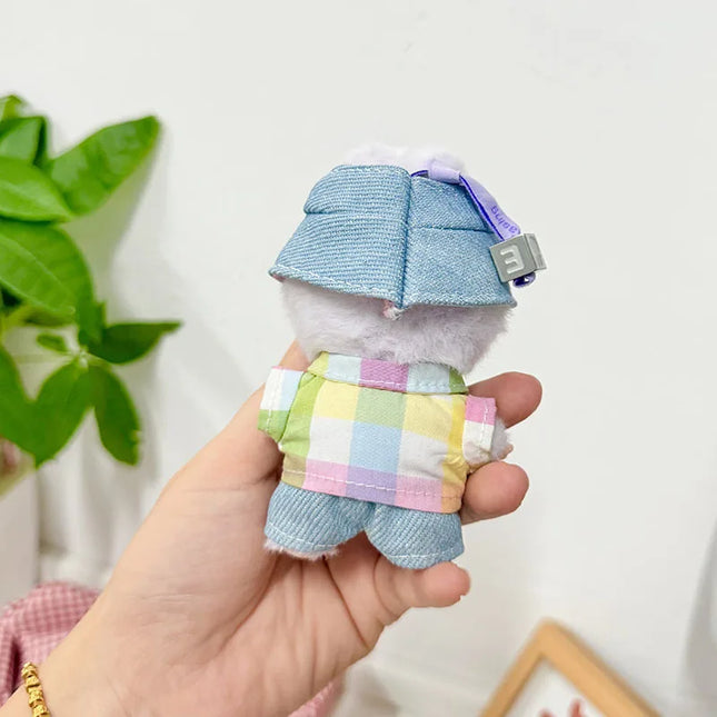 Handsome Labubu 4.0 Clothes Kawaii Bucket Hat Shirt Pants Set Mini Plush Doll Clothing Fashion Doll Accessories Gift