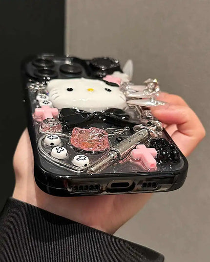 Kawaii Hello Kitty Cartoon DIY Phone Case Suitable for IPhone 15 14 13 11 16ProMax Y2k Cool Girl Anti Drop Transparent Case 2025