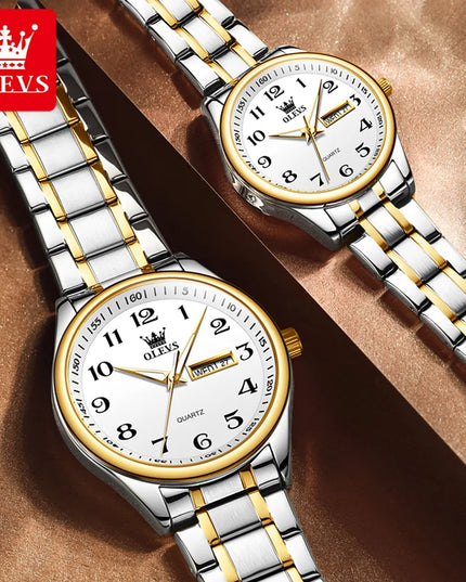 OLEVS 5567 Couple Watches Waterproof Luminous Wristwatch for Lover Date Men‘s and Women's Wristwatch Simple Fashion