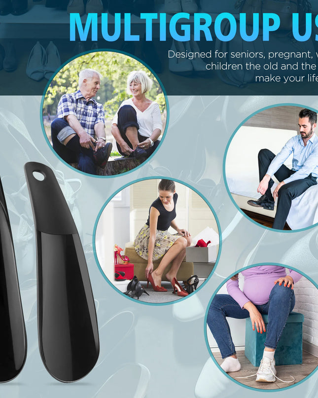 6.29‘’  7.87‘’ Lightweight Plastic Shoehorn with Travel Shoe Horn Helper for Men Women-Kids Aid Accessories