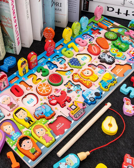 Montessori Educational Wooden Toys Preschool Children Fire Truck Busy Board Math Fishing Games Early Toys For Kids Xmas Gifts