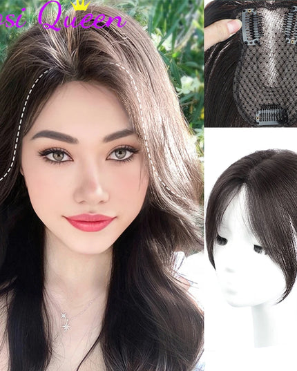 AOSI Synthetic Eight-character Bangs Wig For Women With High Hair Volume And High Skull Covering Gray Hair Replacement Wig