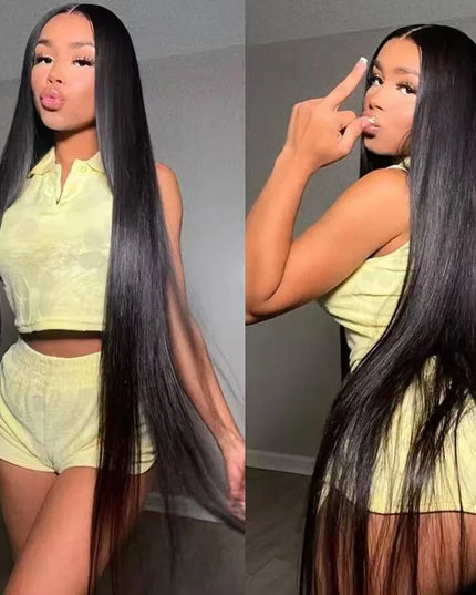 13X4 Lace Frontal Wig Synthetic Long Soft Straight Prepluck Hairline Baby Hair Cosplay Daily Party Layered Glueless Black Color