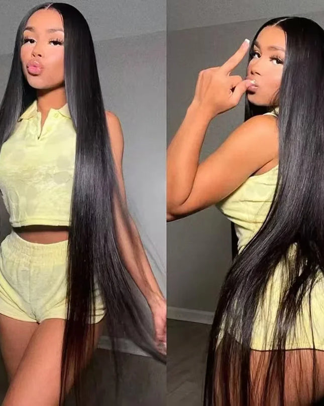 13X4 Lace Frontal Wig Synthetic Long Soft Straight Prepluck Hairline Baby Hair Cosplay Daily Party Layered Glueless Black Color