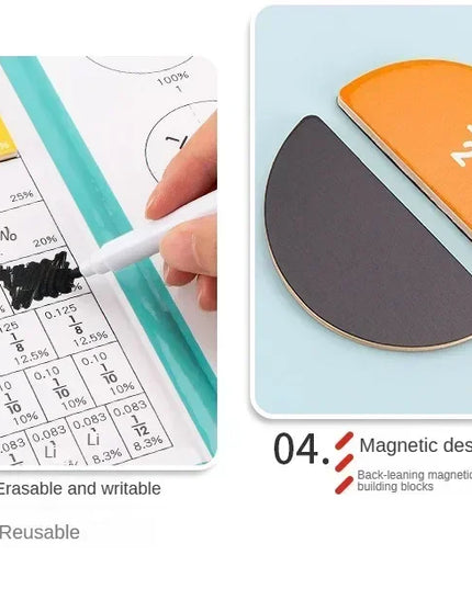 Montessori Magnetic Fraction Learning Math Toy Montessori Arithmetic Teaching Aids Wooden Book Educational Toys For Children