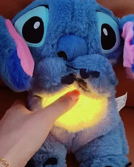 Pink Angel Stitch Plush Doll - Breathing Light & Music, Cute Anime Soothe Toy for Babies/Kids, Ideal Christmas/Birthday Gift
