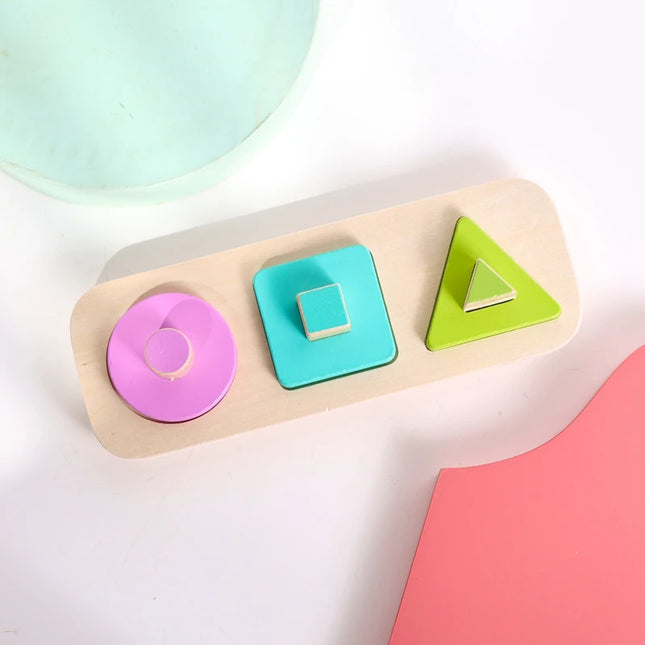 Montessori Wood Toys 0-12Months Baby Colorful Geometry Grasping Board Toys Newborn Sensory Touch Shape Recognition Game Toy Gift