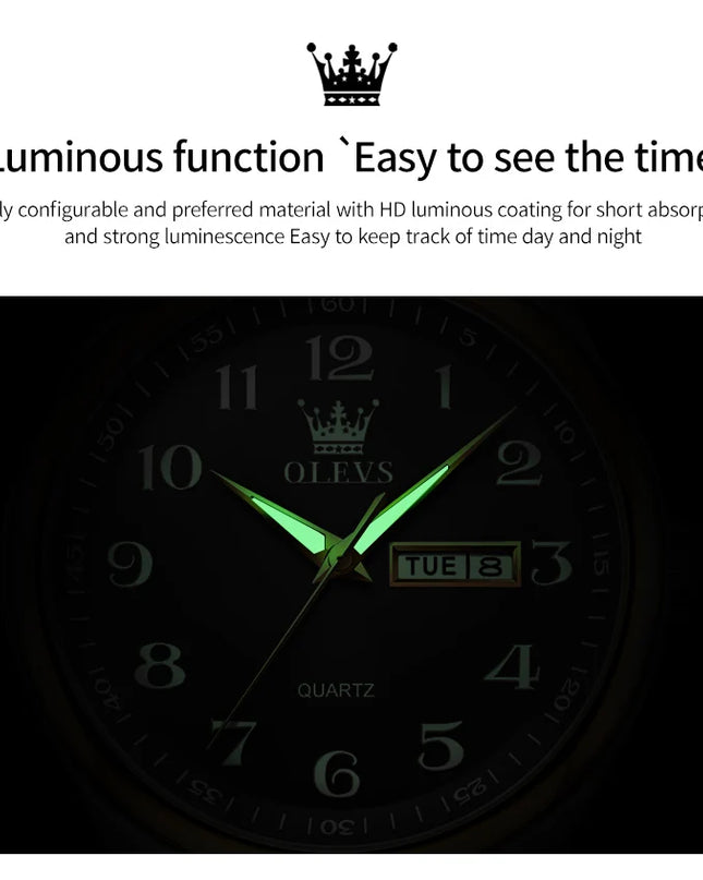 OLEVS 5567 Couple Watches Waterproof Luminous Wristwatch for Lover Date Men‘s and Women's Wristwatch Simple Fashion