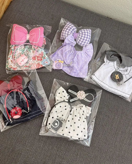 For 17cm Labubu Doll Luxry Brand design Diy Accessories Dress Sweater Overalls T-shirt Hat Set For Labubu Trendy Clothing Gift