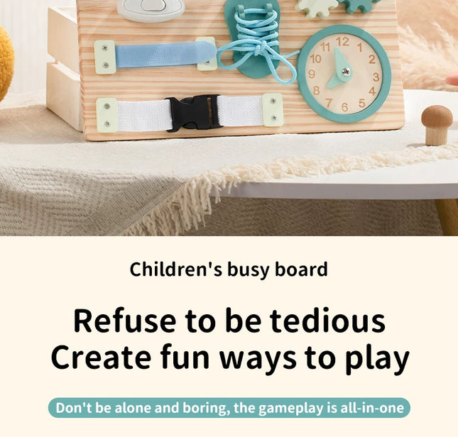 Montessori Busy Board for Toddlers Wooden Activity Sensory Board for Fine Motor Skills Travel Educational Learning  Toys for Kid