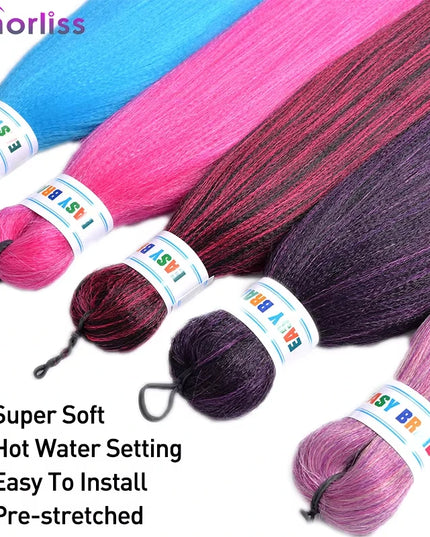 Purple Ombre Easy Hair Braids Synthetic Crochet Braiding Hair Pre Stretch Yaki Colored Jumbo Braids Hair Extensions For Women