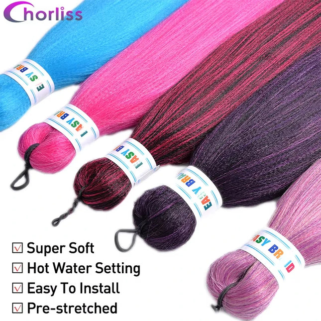 Purple Ombre Easy Hair Braids Synthetic Crochet Braiding Hair Pre Stretch Yaki Colored Jumbo Braids Hair Extensions For Women