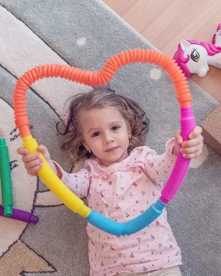 6 12 18 24 30 Pcs Pop Tubes Sensory Toys Fidget Stress Relief Decompression Finger Squeeze Toy Telescopic Tube for Kids Teenager