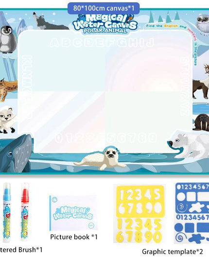 80x80CM Magic Water Drawing Mat Coloring Doodle Mat Montessori Painting Board Painting Pad Magic Pens Kids Educational Toy Gifts
