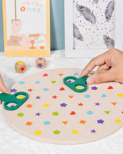 Montessori Matching Game Board Colors And Shapes Learning Puzzle Toy Concentration With Dice Interactive Educational Board Game