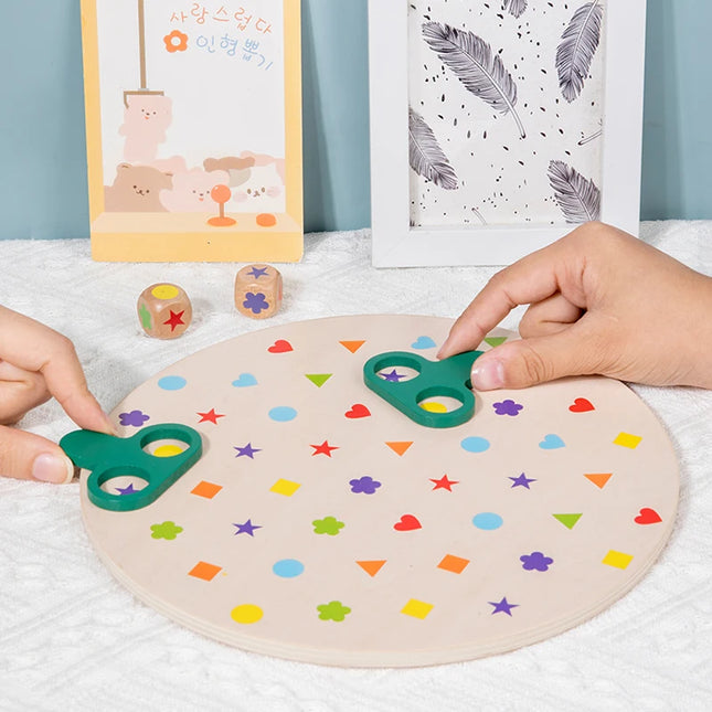 Montessori Matching Game Board Colors And Shapes Learning Puzzle Toy Concentration With Dice Interactive Educational Board Game