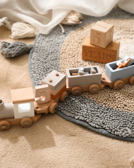 Montessori Toys Wooden Train Birthday Toy Baby Educational Toys Wooden Trolley Baby Learning Toys Number Of Wood Baby Toys Gifts