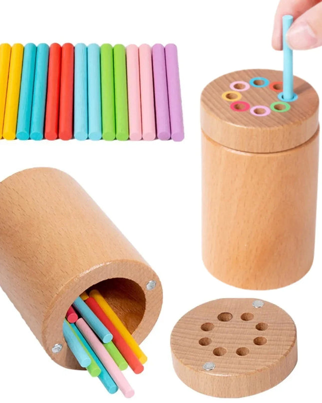 Montessori Wooden Toys Color Sorting Fine Motor Toys Shape Matching Sensory Toys Early Educational Puzzle Toys for Toddlers