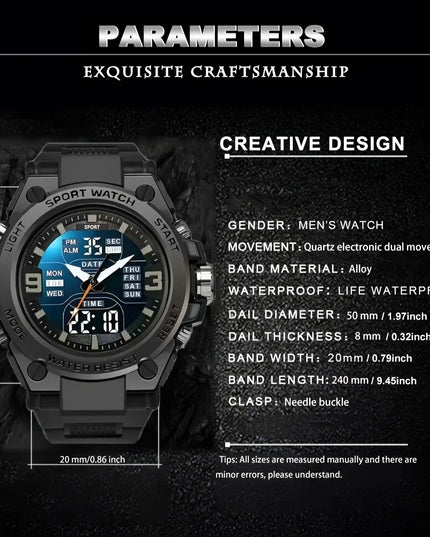Fashionable and trendy men's sports and leisure watches, multifunctional electronic watches for teenagers and students