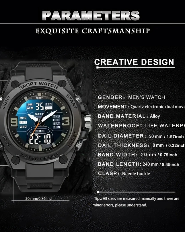 Fashionable and trendy men's sports and leisure watches, multifunctional electronic watches for teenagers and students