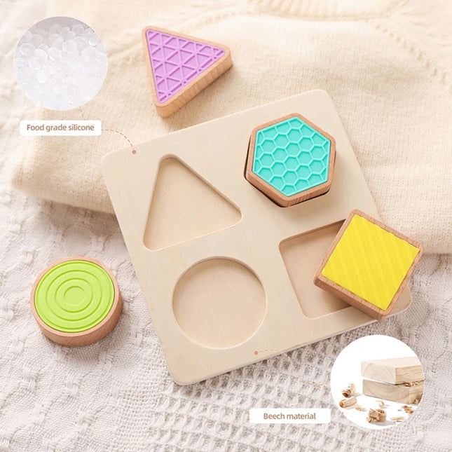 Montessori Wood Toys 0-12Months Baby Colorful Geometry Grasping Board Toys Newborn Sensory Touch Shape Recognition Game Toy Gift
