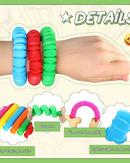 5/10 Pcs Pop Tubes Sensory Fidget Tubes with Autism Classroom Prizes Gifts Fidget Toy Sensory Learning Tubes for Anxiety