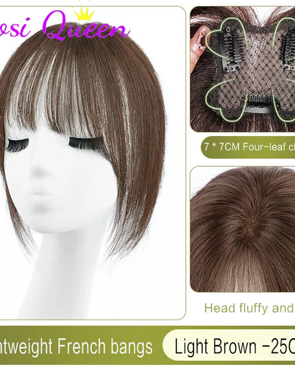 AOSI Synthetic Eight-character Bangs Wig For Women With High Hair Volume And High Skull Covering Gray Hair Replacement Wig