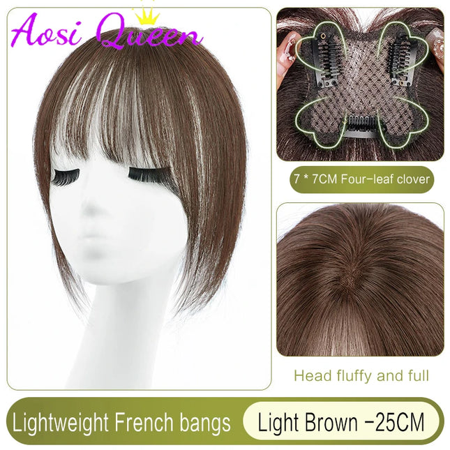 AOSI Synthetic Eight-character Bangs Wig For Women With High Hair Volume And High Skull Covering Gray Hair Replacement Wig