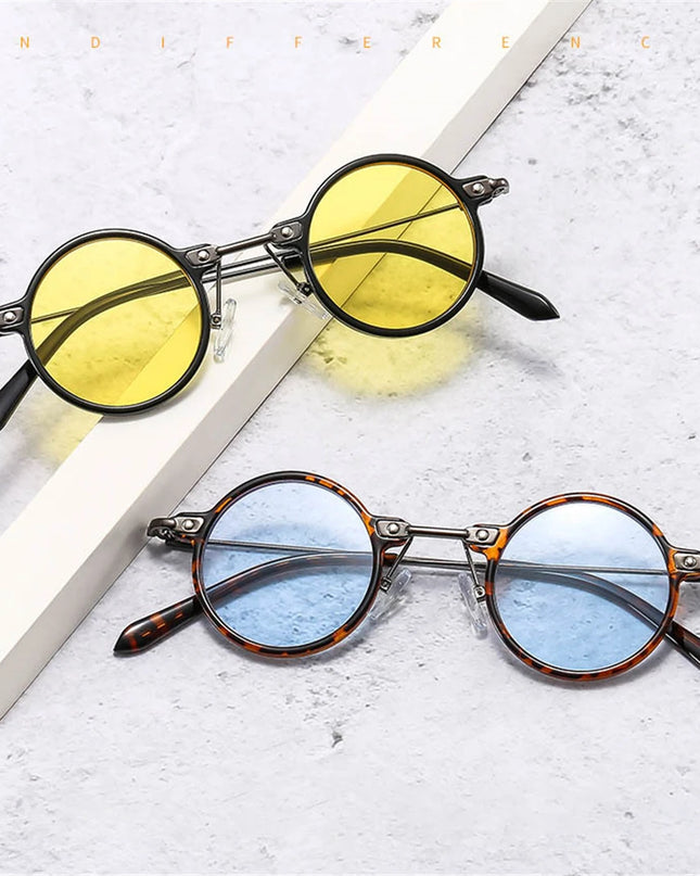 2022 Small Round Sunglasses Men Women Retro Punk Ocean Color Sun Glasses Gradient Clear Lens Eyewear Vintage Driving Glasses