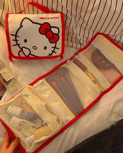 Cute Portable Travel Wash Up Storage Bag Girls Gifts Hello Kitty Kuromi Stitch KT Cat Cartoon Cosmetic Bag For Girl Kawaii Gifts