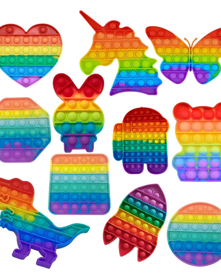 Push Pop Bubble Fidget Sensory Toy Stress Relief Toys Pack for Kids Adults Rainbow Anti-Anxiety Tools Office Stress Relief Toys