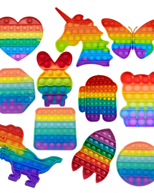 Push Pop Bubble Fidget Sensory Toy Stress Relief Toys Pack for Kids Adults Rainbow Anti-Anxiety Tools Office Stress Relief Toys