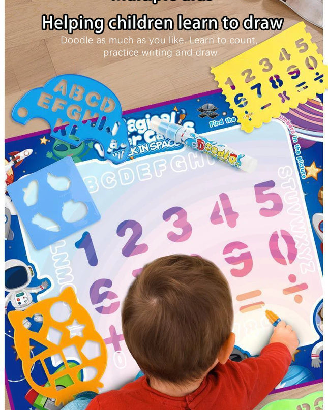 80x80CM Magic Water Drawing Mat Coloring Doodle Mat Montessori Painting Board Painting Pad Magic Pens Kids Educational Toy Gifts