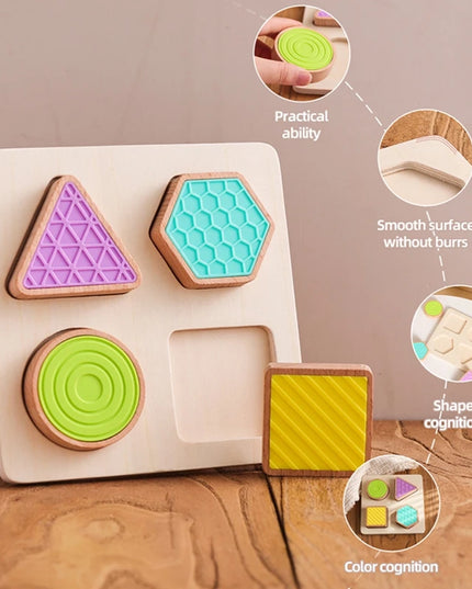 Montessori Wood Toys 0-12Months Baby Colorful Geometry Grasping Board Toys Newborn Sensory Touch Shape Recognition Game Toy Gift