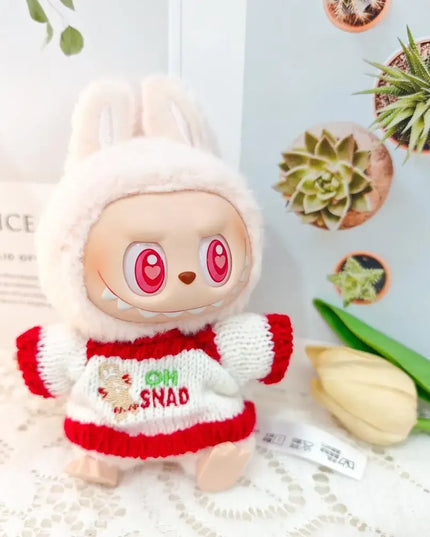 Labubu Doll Clothes Outfit Set For Mini Labubu Idol V1 V2 Christmas Cookie Man Sweater Hat Scarf New Year Party Costume Gift